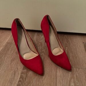 Red Suede Pumps